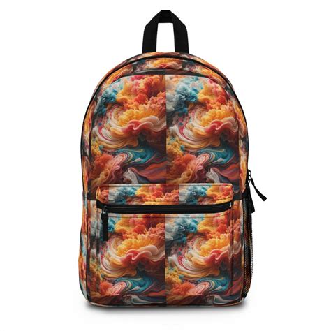 Swirling Liquid Cloud Color Paint Backpack Triple Exposure Style Triple