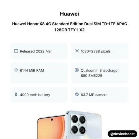 Huawei Honor X8 4G Standard Edition Dual SIM TD LTE APAC 128GB TFY LX2