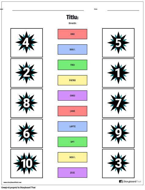 Foaie De Lucru Pentru Potrivirea Numerelor Storyboard