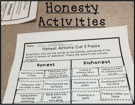 Honesty Activities And Worksheets For Character Education Lessons