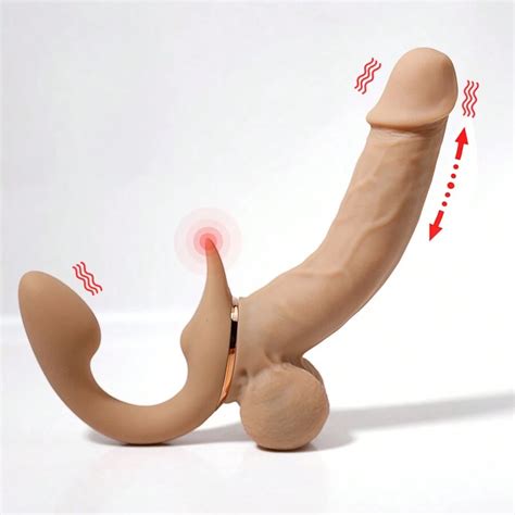 Vibrador Realista Duplo Dildo Empurrando Brinquedos Sexuais L Sbicos
