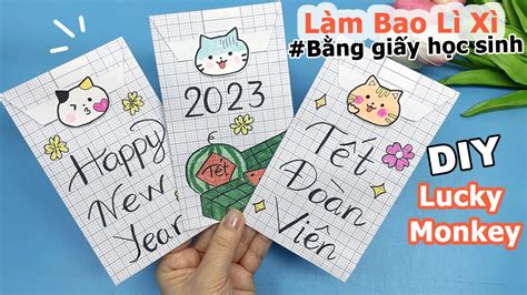 Làm bao lì xì bằng giấy học sinh | Lucky Monkey DIY | Liam Channel ...