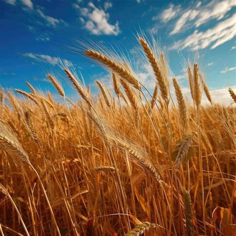 Vast Wheat Field With Clear Blue Sky Premium Ai Generated Image