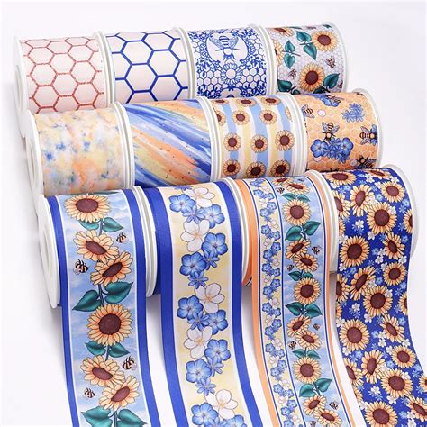 Beautiful Flowers Ribbons Cartoon Grosgrain Satin Ribbon Printed Ribbon