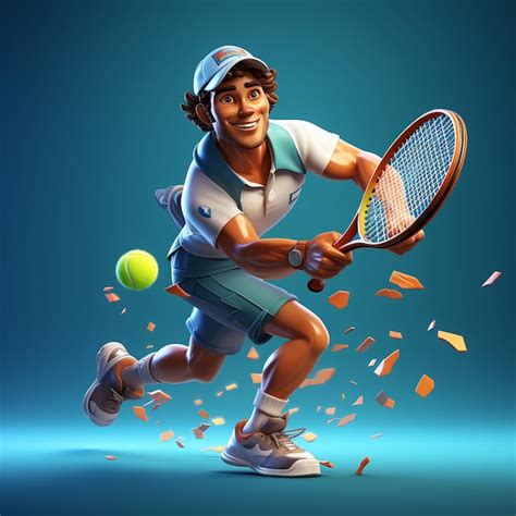 Premium AI Image | 3d rendering of tennis player in action