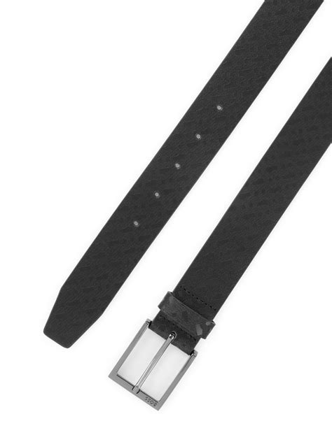 BOSS Monogram Embossed Leather Belt Black FARFETCH