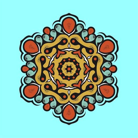 Un Mandala Color Avec Un Motif De Rouge Jaune Et Bleu Vecteur Premium