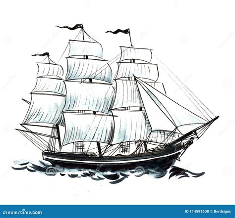 Sailing ship stock illustration. Illustration of travel - 114591608