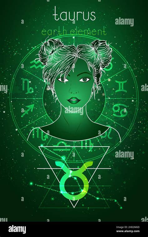 Vector ilustración de Tauro signo zodiaco constelación y retrato