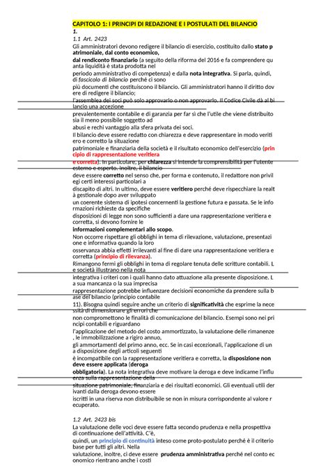 Teoria Oic Capitolo I Principi Di Redazione E I Postulati Del