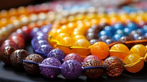 Premium Photo Closeup Of A Mardi Gras Bead Necklace With Its Bright