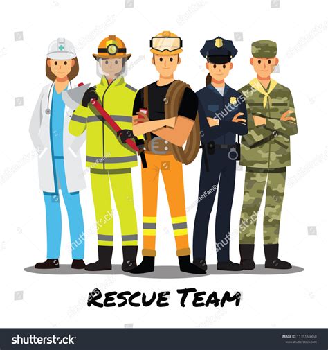 Rescue Team Vector Illustration Cartoon Character Stock Vector (Royalty ...