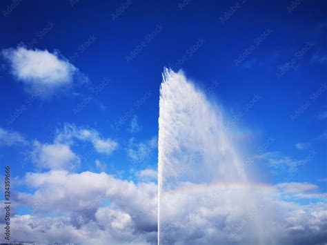 Blue Sky And Clouds Rainbow Geneva Jet D Eau Stock Photo Adobe Stock