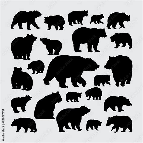 Bear silhouette. a set of bear silhouettes Stock Vector | Adobe Stock