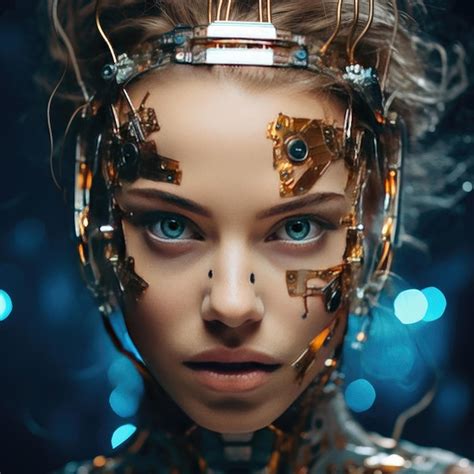 Premium Ai Image Futuristic Cyborg Woman Portrait In Style Of