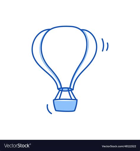 Hot Air Balloon Doodle Hand Drawn Sketch Doodle Vector Image