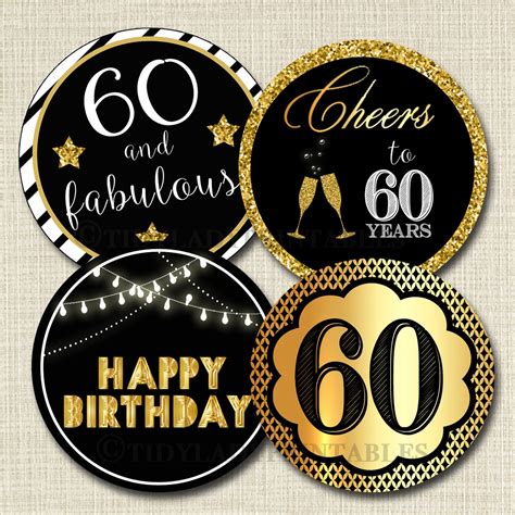 60th Birthday Cupcake Toppers Printable Cheers To Sixy Years