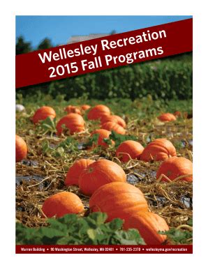 Fillable Online Wellesleyma Wellesley Recreation B2015b Fall Programs