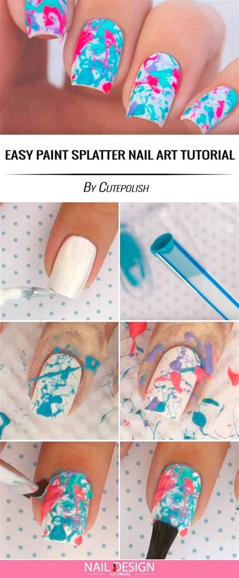 25 Super Easy Nail Designs DIY Tutorials | Splatter nails, Diy nail ...