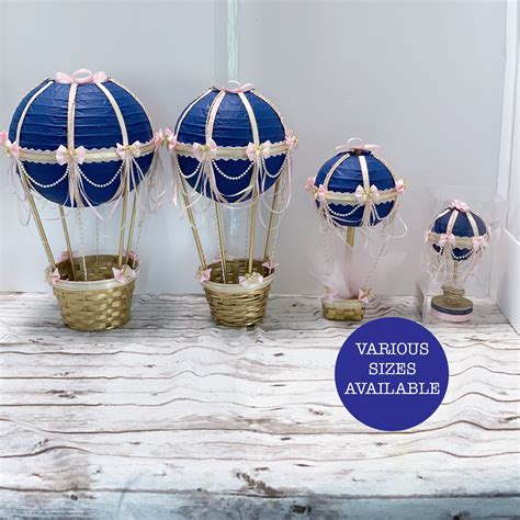 Hot Air Balloon Centerpiece Navy Blue Pink And Gold Up Up Etsy