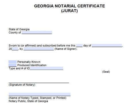 Free Georgia Notarial Acknowledgement Certificate Jurat Pdf Word