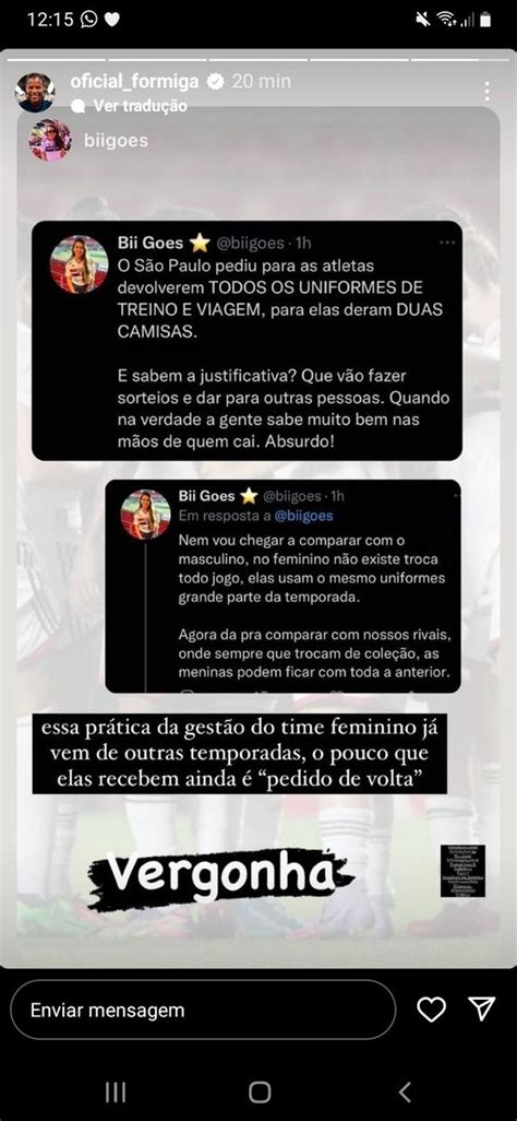 Somos São Paulinos on Twitter A Formiga compartilhou nos stories