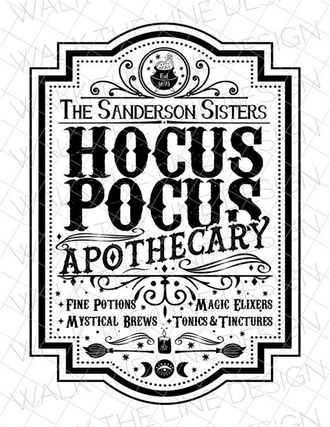 Hocus pocus apothecary the sanderson sisters printable etsy – Artofit