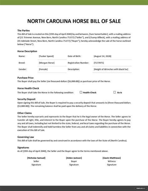 Free Fillable North Carolina Bill Of Sale Form Pdf Templates Free