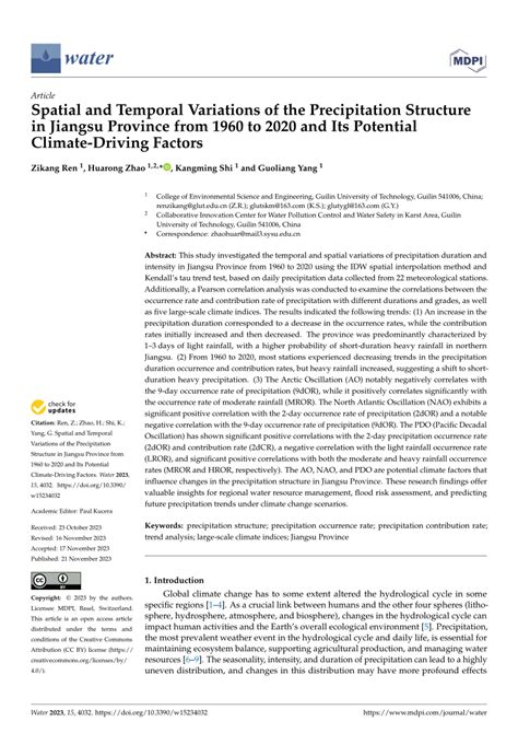 PDF Spatial And Temporal Variations Of The Precipitation Structure In