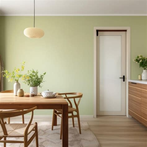 Premium Photo | Interior of living room with light green wall and door ...