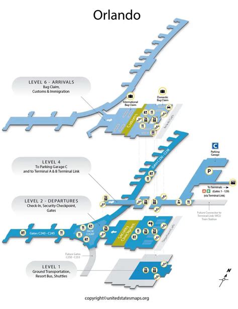 Orlando Airport Map Map Of Orlando Airport Terminals