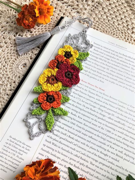 Crochet Bookmark Handmade Bookmark Floral Bouquet Bookmark Etsy