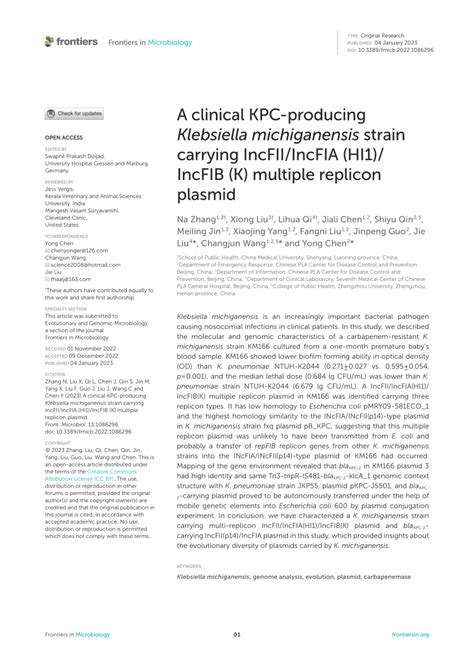 Pdf A Clinical Kpc Producing Klebsiella Michiganensis Strain Carrying