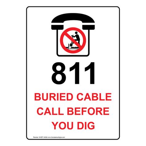 Buried Cable Call 811 Utility Sign Or Label Vertical Symbol