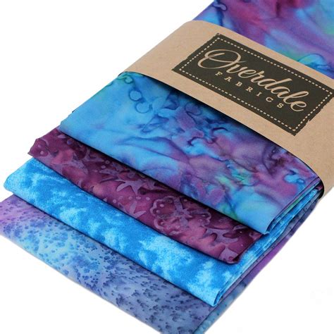 4 Fat Quarters Bundle Blue Lagoon Batiks Overdale Fabrics