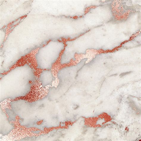 Rose Gold Marble Blush Pink Copper Metallic Foil Painting By Modern Art