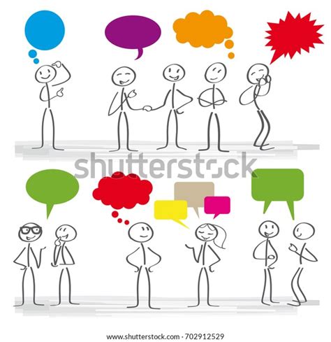 Stick Figures Colorful Dialog Speech Bubbles Stock Vector Royalty Free