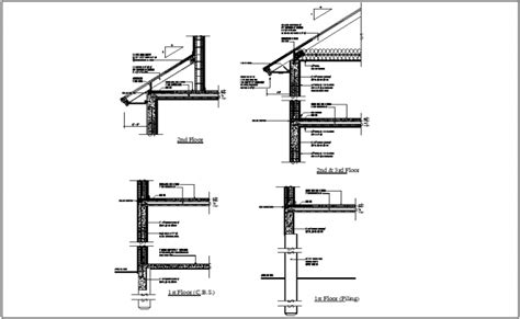 First and second floor beam view with roof truss dwg file