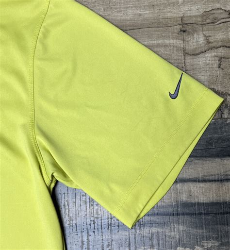 Nike Golf Dri Fit Neon Yellow Diamond Polo Shirt Sz S Gem