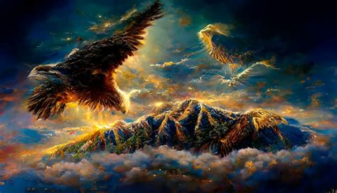 Premium AI Image | The eagle flying in the mountains Illustration for ...