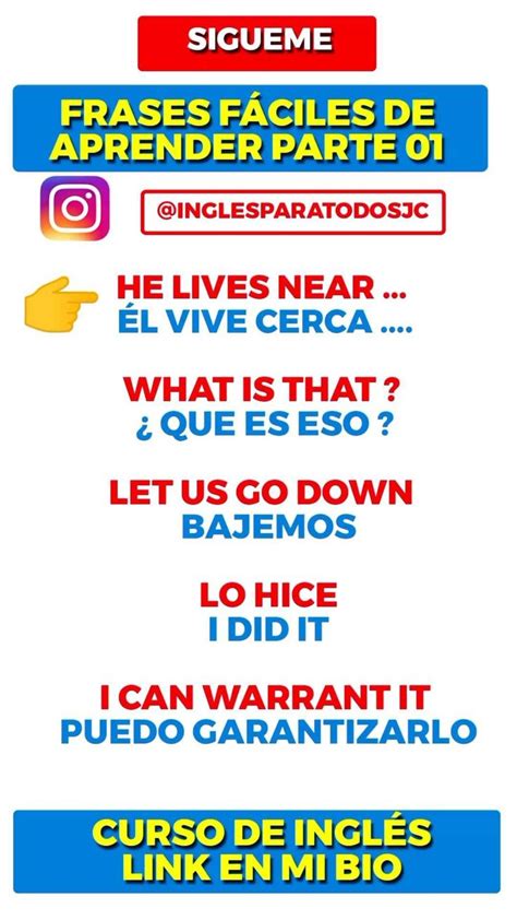 Inglesparatodosjc On Instagram 🤓 Frases Fáciles De Aprender Parte 01 En Inglés 🇺🇸 App Para