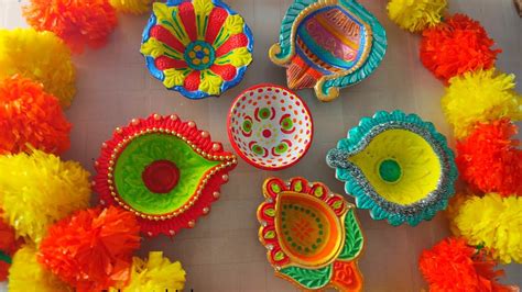 Easy Way To Decorate Plain Diya At Home L Diya Painting Youtube