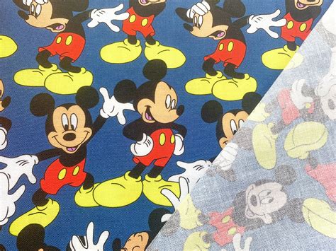 Mickey Mouse Cotton Fabric Disney Mickey Cotton Fabric Etsy