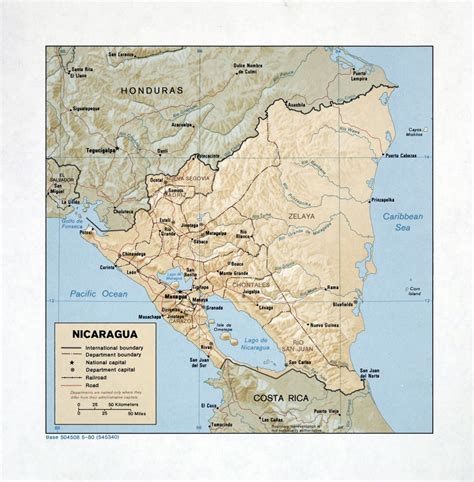 Large Detailed Political And Administrative Map Of Nicaragua With