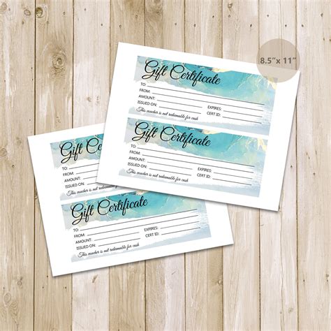 Printable Gift Card Template Gift Certificate Printable Gift - Etsy