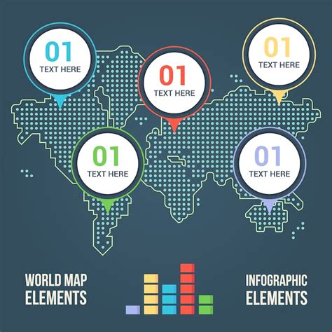 Mapa del mundo con diseño infográfico Vector Premium