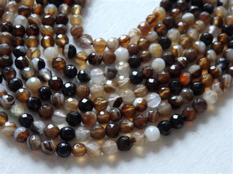 Mm Natural Banded Agate Beads Faceted Agate Beads In Natural Etsy