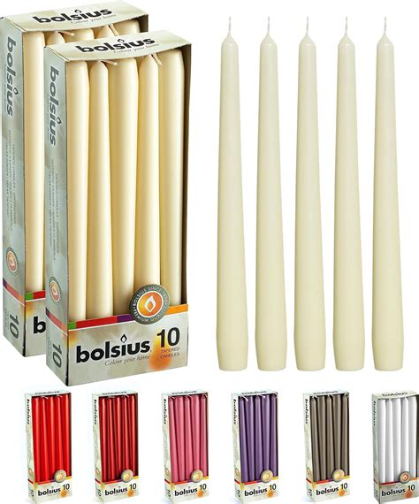 Bolsius 20 Count Unscented 10 Inch Ivory Household Taper Candles 8 Hours Burning