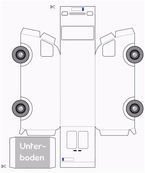 White Van Paper Model Cut Out Bastelvorlagen Vorlagen Basteln