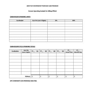 Fillable Online Armymwr ARMY NAF GOVERNMENT PURCHASE CARD PROGRAM Fax